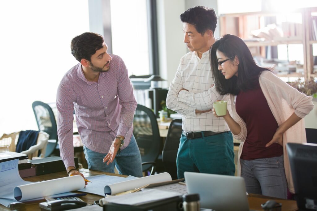 Architects working in the office