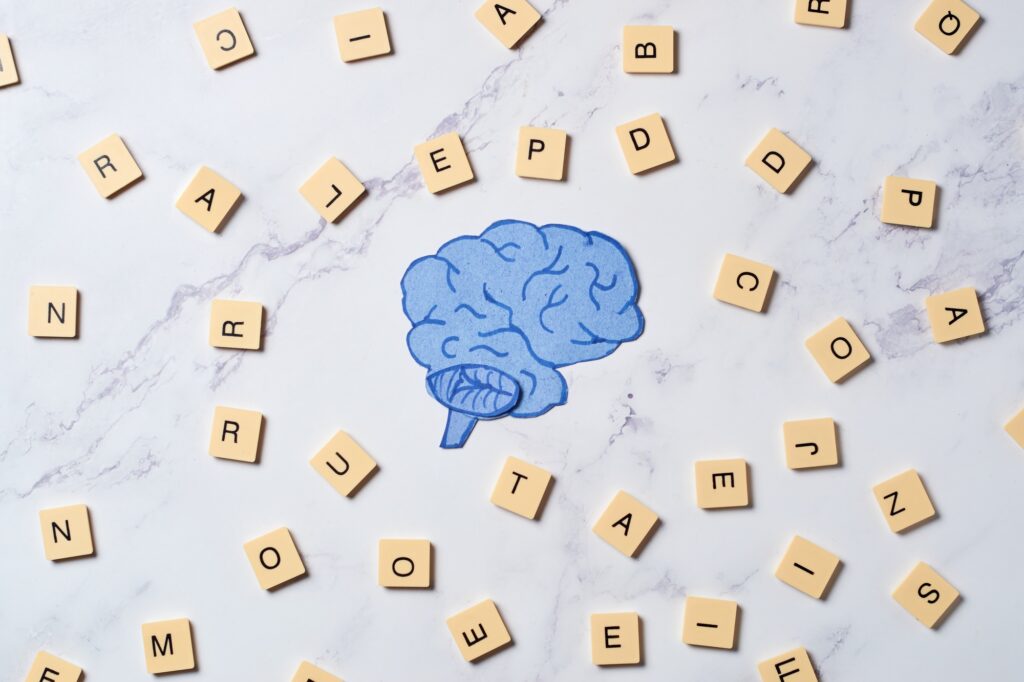 Concept of dyslexia, learning and communication disabilities or ADHD. Visibility of mental problems.