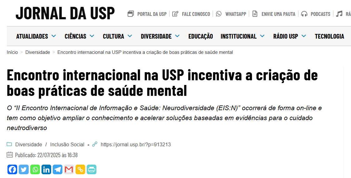 Saiu na Mídia #8: II EIS:N no Jornal USP