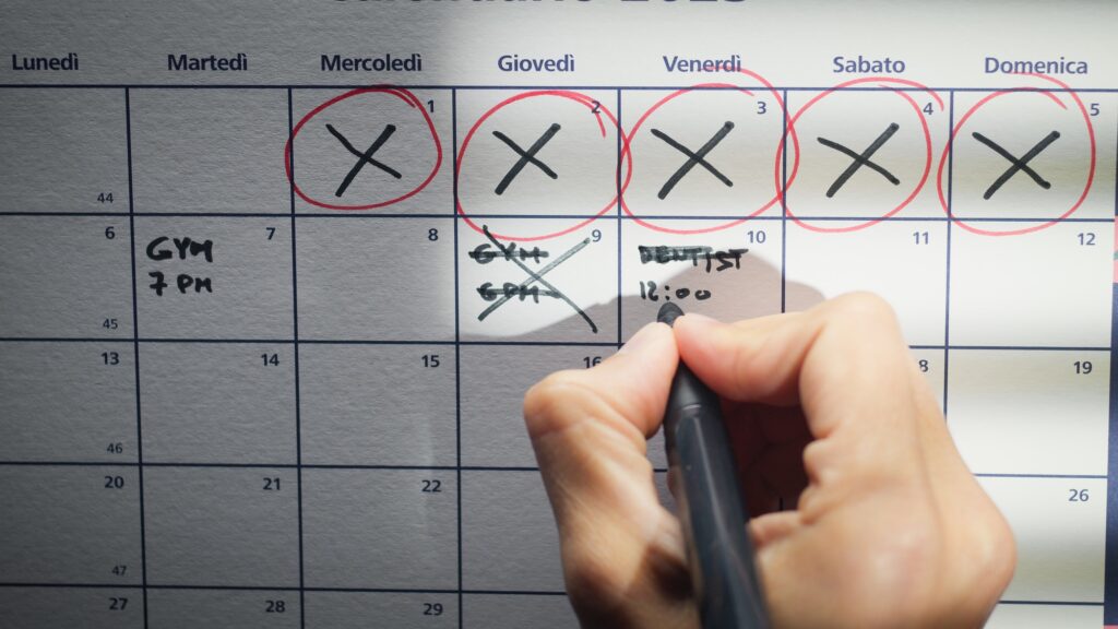 Plan the week's tasks on the calendar