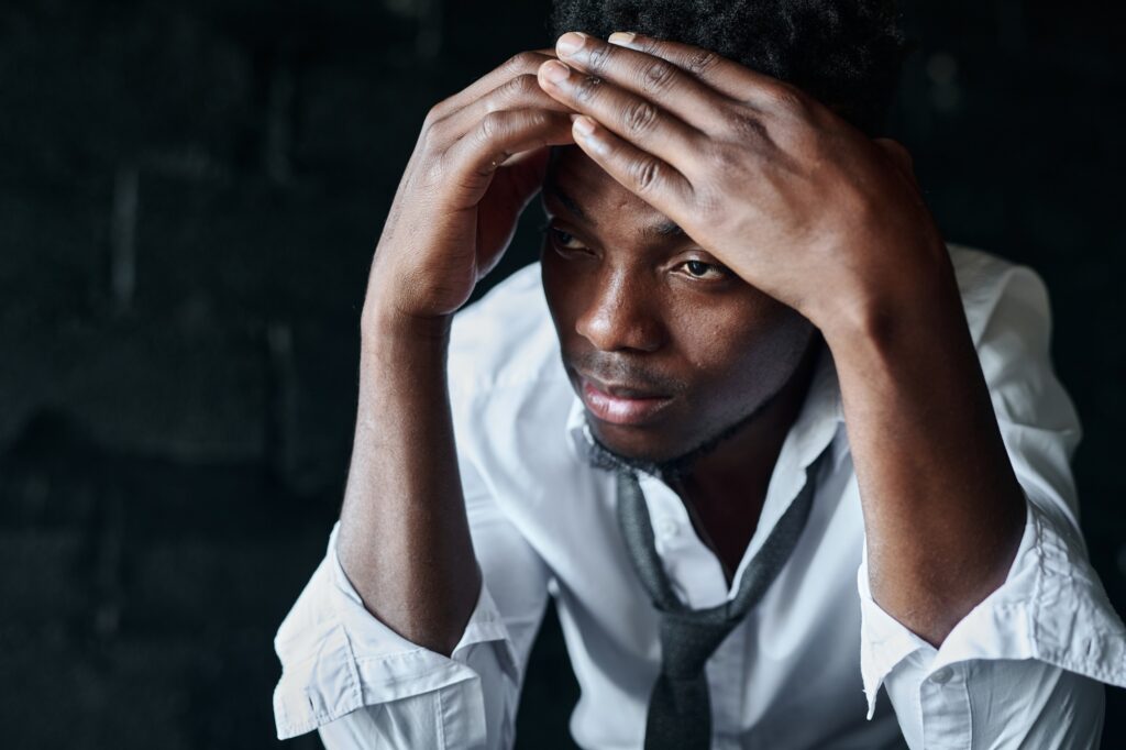 Young man having depression or problems